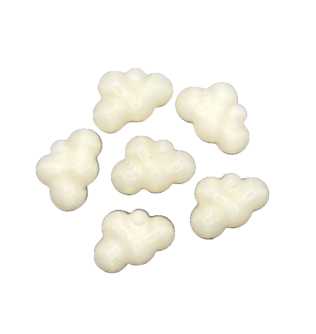 hand poured wax melt clouds on white background 